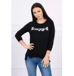 Juoda palaidinė su užrašu "Bonjour" kaina tik 7,02 €