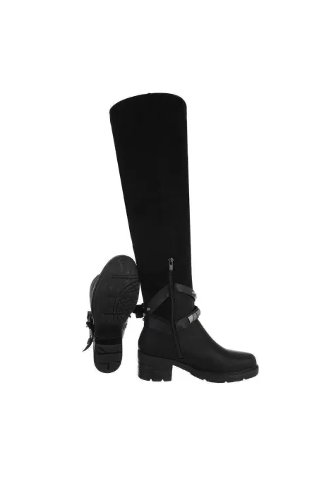 Moteriški juodi ilgaauliai batai virš kelių GR-1635-C217-black kaina tik 14,39 €