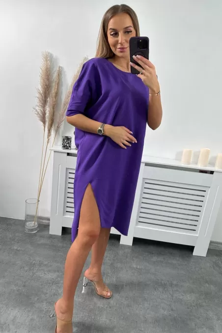 Violetinė suknelė su skeltuku GR-9335 kaina tik 10,33 €