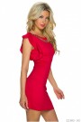 Raudona trumpa suknelė su grandinėle prie kaklo