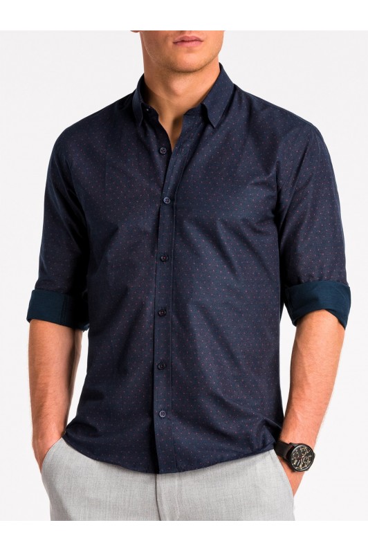 Tamsiai mėlyni vyriški marškiniai K466