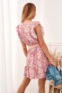 Rožinė gėlėta elegantiška suknelė