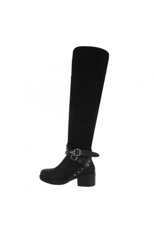 Moteriški juodi ilgaauliai batai virš kelių GR-1635-C217-black